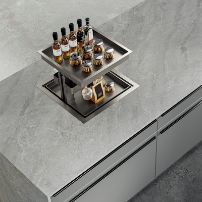 Электрическая телескопическая полка выезжающая из базы, NUOMI, цвет серый (2 коробки)